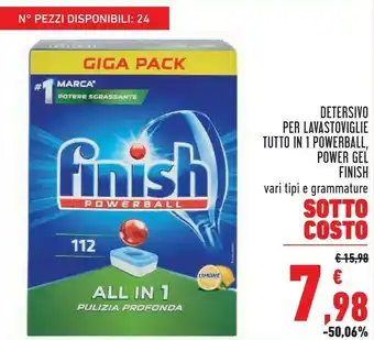 Conad Finish finish detersivo per lavastoviglie tutto in 1 powerball offerta