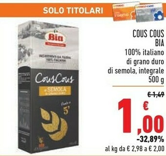Conad bia Cous Cous offerta