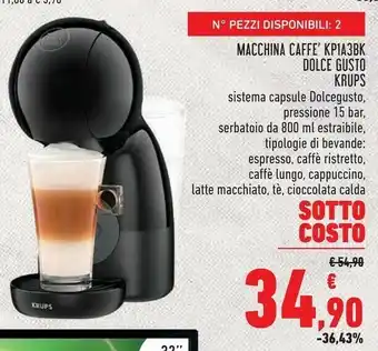 Conad krups Macchina Del Caffè kpia3bk dolce gusto offerta