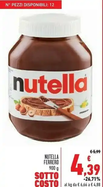 Conad ferrero nutella Crema Al Cioccolato offerta