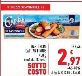 Conad Findus 18 Bastoncini Con 100% Filetti Di Merluzzo 450 G(ml) offerta