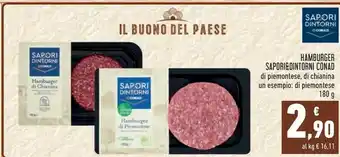 Conad Sapori sapori&dintorni conad Hamburger di piemontese/ di chianina offerta