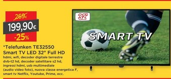 DPiù Telefunken TE 32550 B40 Q2D 81,3 Cm (32") HD Smart TV Wi-Fi Nero offerta