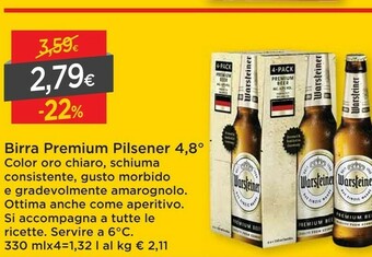 DPiù Warsteiner Birra Premium Pilsener 4,8 offerta