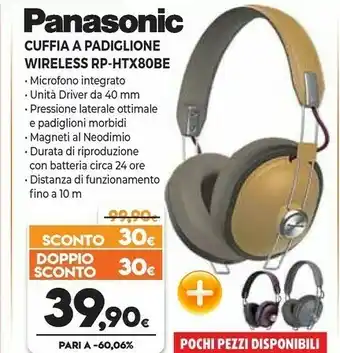 Expert Panasonic RP-HTX80BEH Cuffia E Auricolare Padiglione Auricolare Grigio offerta