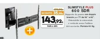 Expert Meliconi SlimStyle Plus 600 SDR 2,08 M (82") Nero offerta