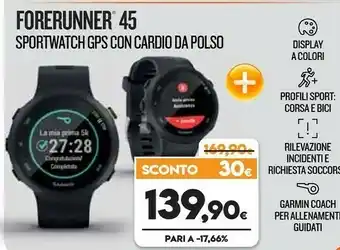 Garmin Forerunner 45 Sportwathc GPS Con Cardio Da Polso