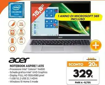 Expert Acer Notebook Aspire 1 A115 offerta