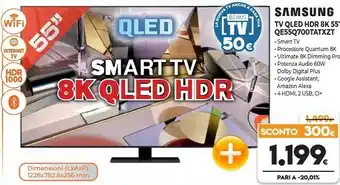 Expert Samsung Series 7 QE55Q700TAT 139,7 Cm (55") 8K Ultra HD Smart TV Wi-Fi Nero offerta