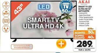 Expert Akai AKTV433 TV 109,2 Cm (43") Full HD Smart TV Wi-Fi Nero offerta