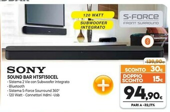 Expert Sony Sound Bar HTSF150CEL offerta