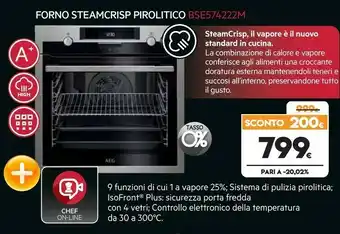 Aeg BSE574222M Forno Elettrico 72 L Nero, Acciaio Inossidabile A+