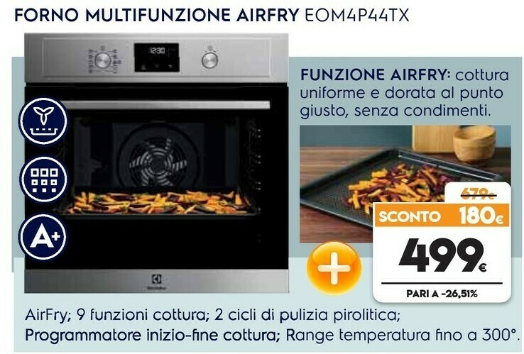 Electrolux EOM4P44TX Forno Elettrico 72 L 2960 W Acciaio Inossidabile A+  offerta di Expert
