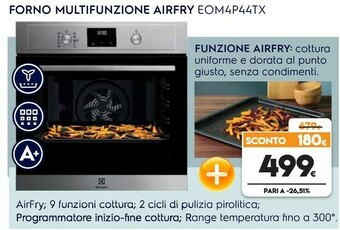Expert Electrolux EOM4P44TX Forno Elettrico 72 L 2960 W Acciaio Inossidabile A+ offerta