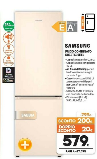 Expert Samsung RB34T603EEL Frigorifero Con Congelatore Libera Installazione 340 L E Beige offerta