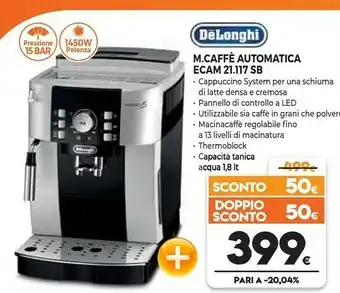Expert DeLonghi Magnifica S ECAM 21.117.B Macchina Da Caffè Combi 1,8 L Semi-automatica offerta