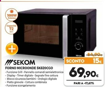 Expert Sekom Forno Microonde Sk820cgo offerta