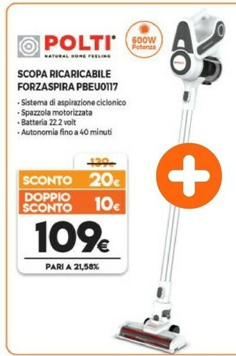 Expert Polti Scopa Ricaricabile Forzaspira PBEU0117 offerta