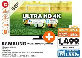 Expert Samsung Series 8 QE65Q80AAT 165,1 Cm (65") 4K Ultra HD Smart TV Wi-Fi Nero offerta