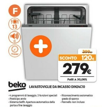Expert Beko DIN24C10 Lavastoviglie A Scomparsa Totale 13 Coperti F offerta