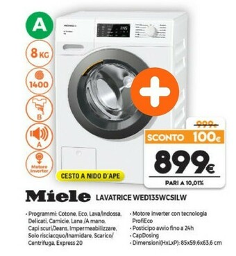 Expert Miele WED135 WCS Lavatrice Libera Installazione Caricamento Frontale Bianco 8 Kg 1400 Giri/min A+++-10% offerta
