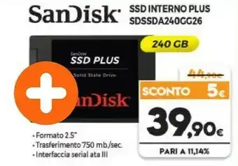 Expert Sandisk SSD Interno Plus 240GB offerta