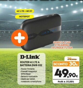 D-Link Router 4G LTE A Batteria DWR-932