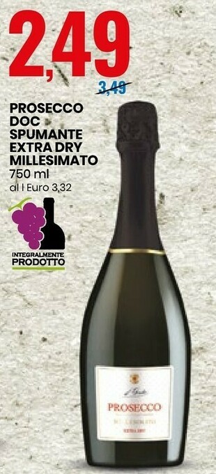 Eurospin Prosecco DOC Spumante Extra Dry Millesimato offerta