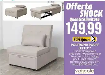 Eurospin Vicinoate Poltrona Pouff Letto offerta
