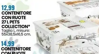Eurospin Contenitore Con Ruote 27L Pets Collection offerta