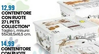 Eurospin Contenitore Con Ruote 27L Pets Collection offerta
