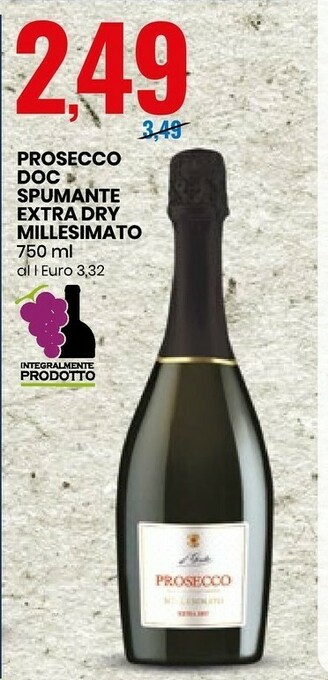 Eurospin Prosecco DOC Spumante Extra Dry Millesimato offerta