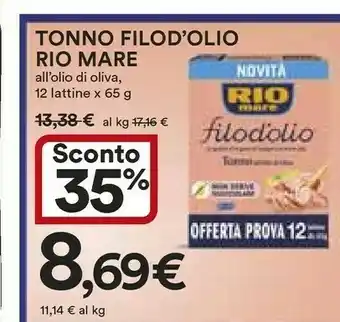 Ipercoop Rio Mare Tonno Filod'olio All'olio Di Oliva, 12 Lattine X 65 G offerta