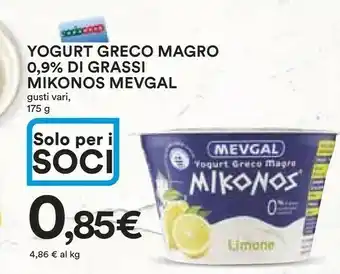 Ipercoop Mevgal Yogurt Greco Magro 0,9% Di Grassi Mikonos offerta