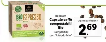 Lidl Bellarom Capsule Caffè Compostabili Bio 12 Pezzi Confezione Compatibili Con A Modo Mio offerta