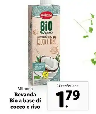 Lidl Milbona Bevanda Bio A Base Di Cocco E Riso 1 L offerta