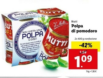 Lidl Mutti Polpa Di Pomodoro offerta