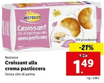 Lidl Nastrecce Croissant Alla Crema Pasticcera Senza Olio Di Palma offerta