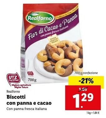 Lidl Realforno Fior Di Cacao E Panna 700 G(ml) offerta