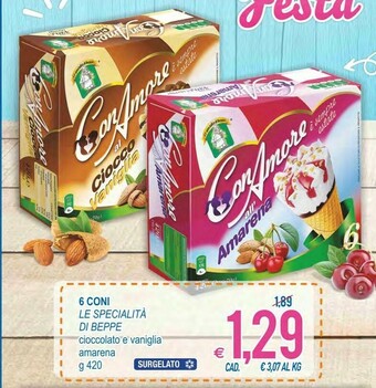 MD Discount Le Specialità Di Beppe 6 Coni Cioccolato E Vaniglia /Amarena offerta