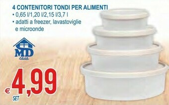 MD Discount 4 Contenitori Tondi Per Alimenti offerta