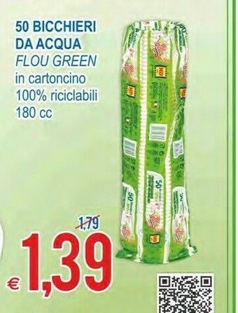 MD Discount Flou Green 50 Bicchieri Da Acqua In Cartoncino 100% Ricaricabili offerta