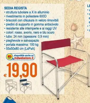 MD Discount Sedia Regista Struttura Tubolare A X In Alluminio offerta