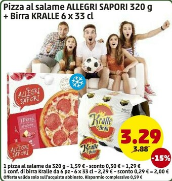PENNY Gli Allegri Sapori Pizza Al Salame + Birra offerta