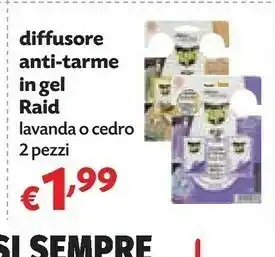 Pam Raid Diffusore Anti-tarme In Gel Lavanda O Cedro 2 Pezzi offerta