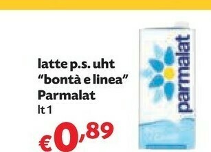 Pam Parmalat Bontà E Linea Latte Parzialmente Scremato 1000 G(ml) offerta