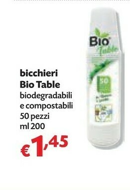 Bio Table Bicchieri Biodegradabili E Compostabili 50 Pezzi
