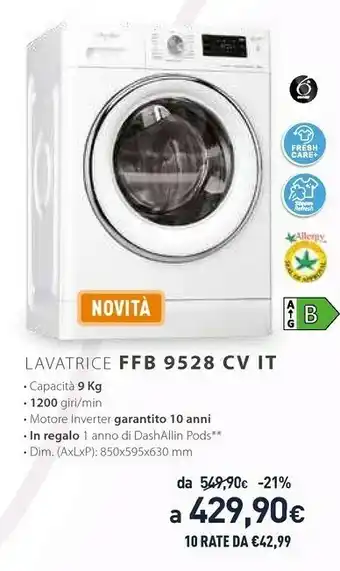 Unieuro Whirlpool FFB 9528 CV IT offerta