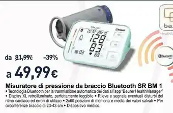 Unieuro Beurer Miuratore Di Pressione Da Braccio Bluetooth SR BM 1 offerta