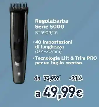 Unieuro Philips Regolabarba Seria 5000 Bt5509/16 offerta